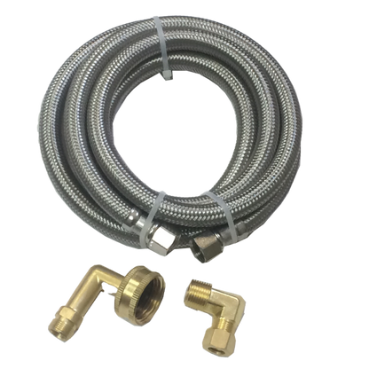 EASTMAN 10' Braided Stainless Steel Dishwasher Hose