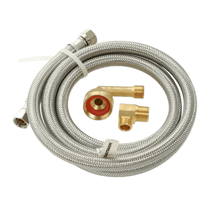 EASTMAN 10' Braided Stainless Steel Dishwasher Hose