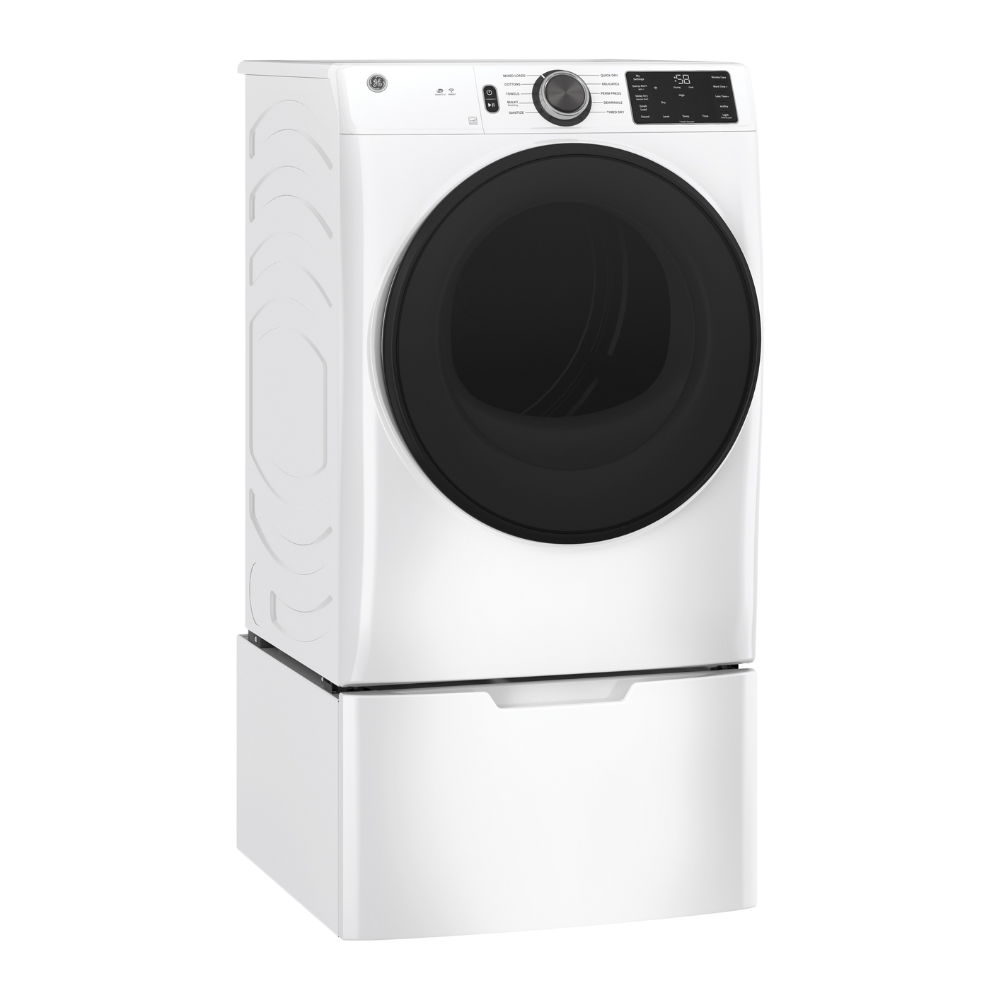 Sécheuse électrique frontale GE 7,8 pi³ 28″ de large blanche (déballée)