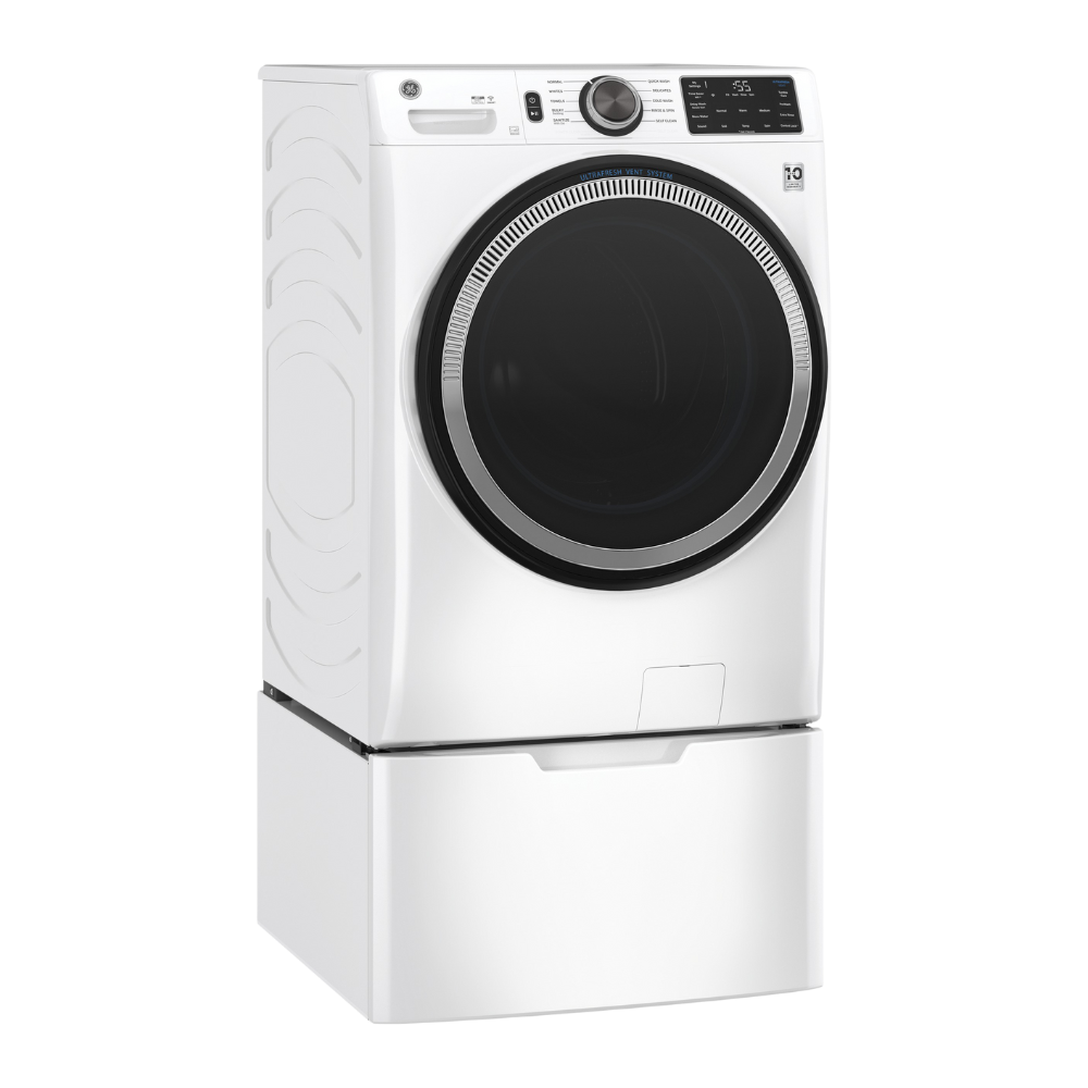 Laveuse frontale 28″ de 5,5 pi³ GE blanche (déballée)