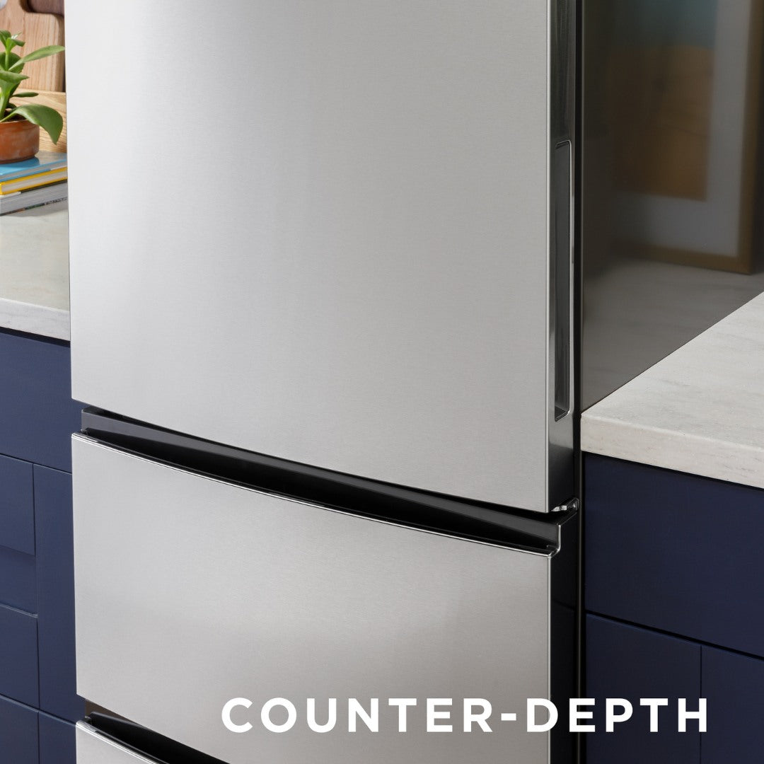 Réfrigérateur à congélateur inférieur 12 pi³ GE inox (déballé)