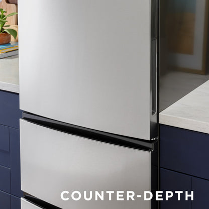 Réfrigérateur à congélateur inférieur 12 pi³ GE inox (déballé)