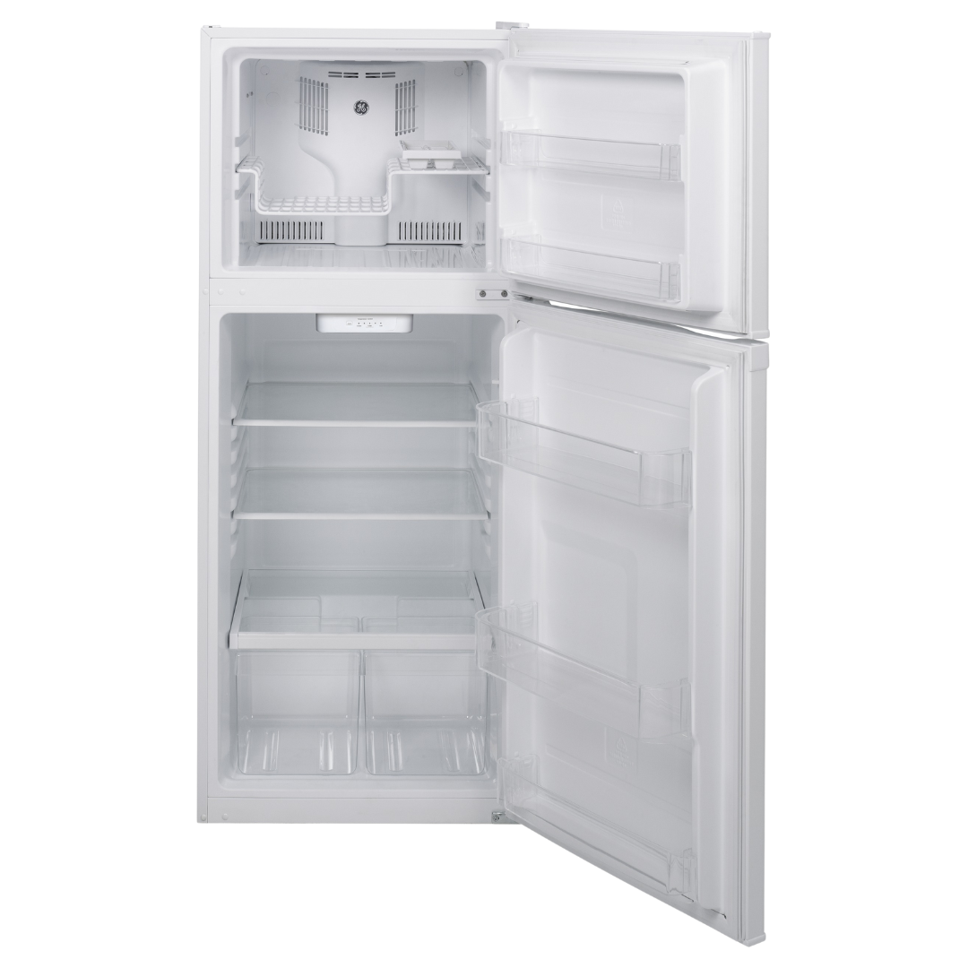 Réfrigérateur à congélateur supérieur 24 po de large 12 pi³ GE blanc (déballé)