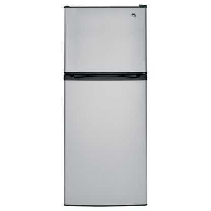 Réfrigérateur à congélateur supérieur 24 po de large 12 pi³ GE inox (déballé)