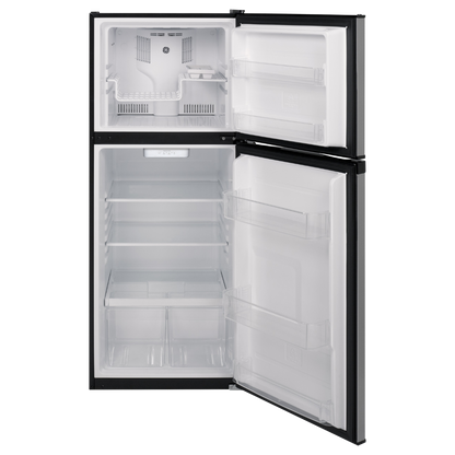 Réfrigérateur à congélateur supérieur 24 po de large 12 pi³ GE inox (déballé)