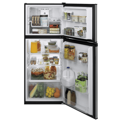 Réfrigérateur à congélateur supérieur 24 po de large 12 pi³ GE inox (déballé)