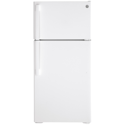 GE 15.6 cu ft Top-Freezer Refrigerator in White (Open Box), 28 in