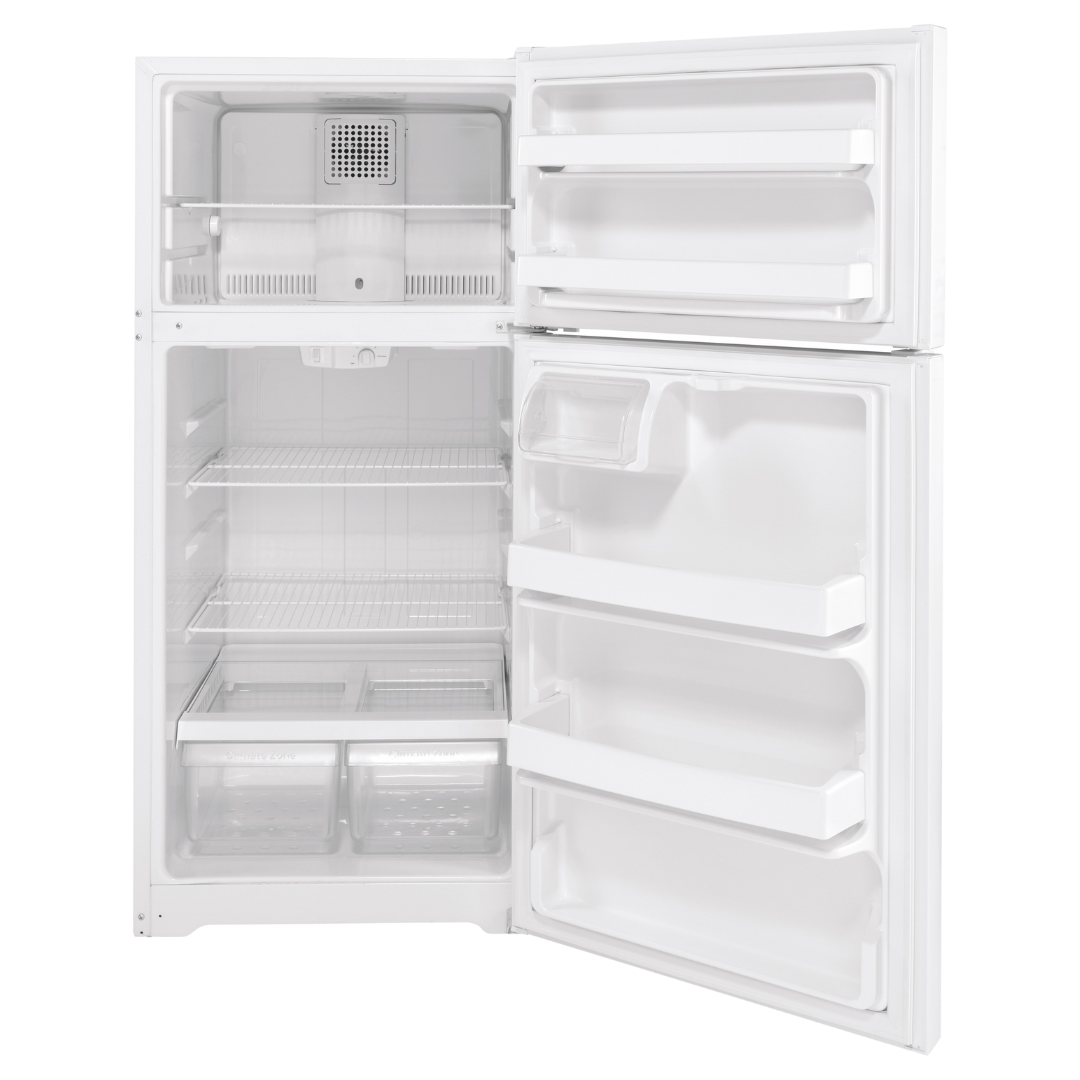 GE 15.6 cu ft Top-Freezer Refrigerator in White (Open Box), 28 in
