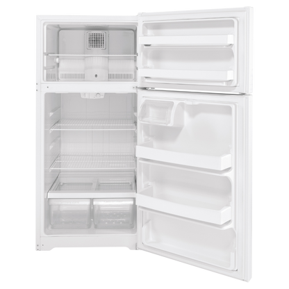 GE 15.6 cu ft Top-Freezer Refrigerator in White (Open Box), 28 in