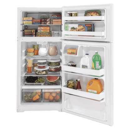 GE 15.6 cu ft Top-Freezer Refrigerator in White (Open Box), 28 in