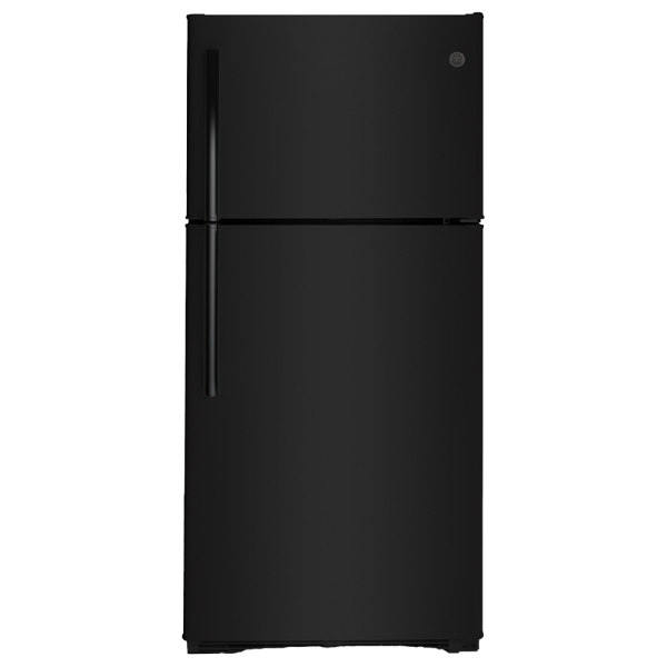 GE 30″ 18 cu. ft. Top-Freezer Refrigerator in Black (Open Box)