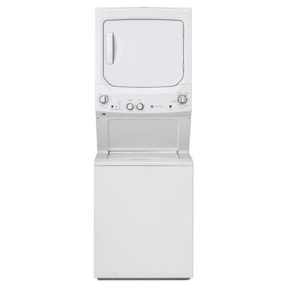 Buanderie superposée laveuse & sécheuse électrique 24″ GE blanc (déballé)