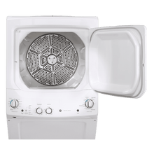 Buanderie superposée laveuse & sécheuse électrique 24″ GE blanc (déballé)