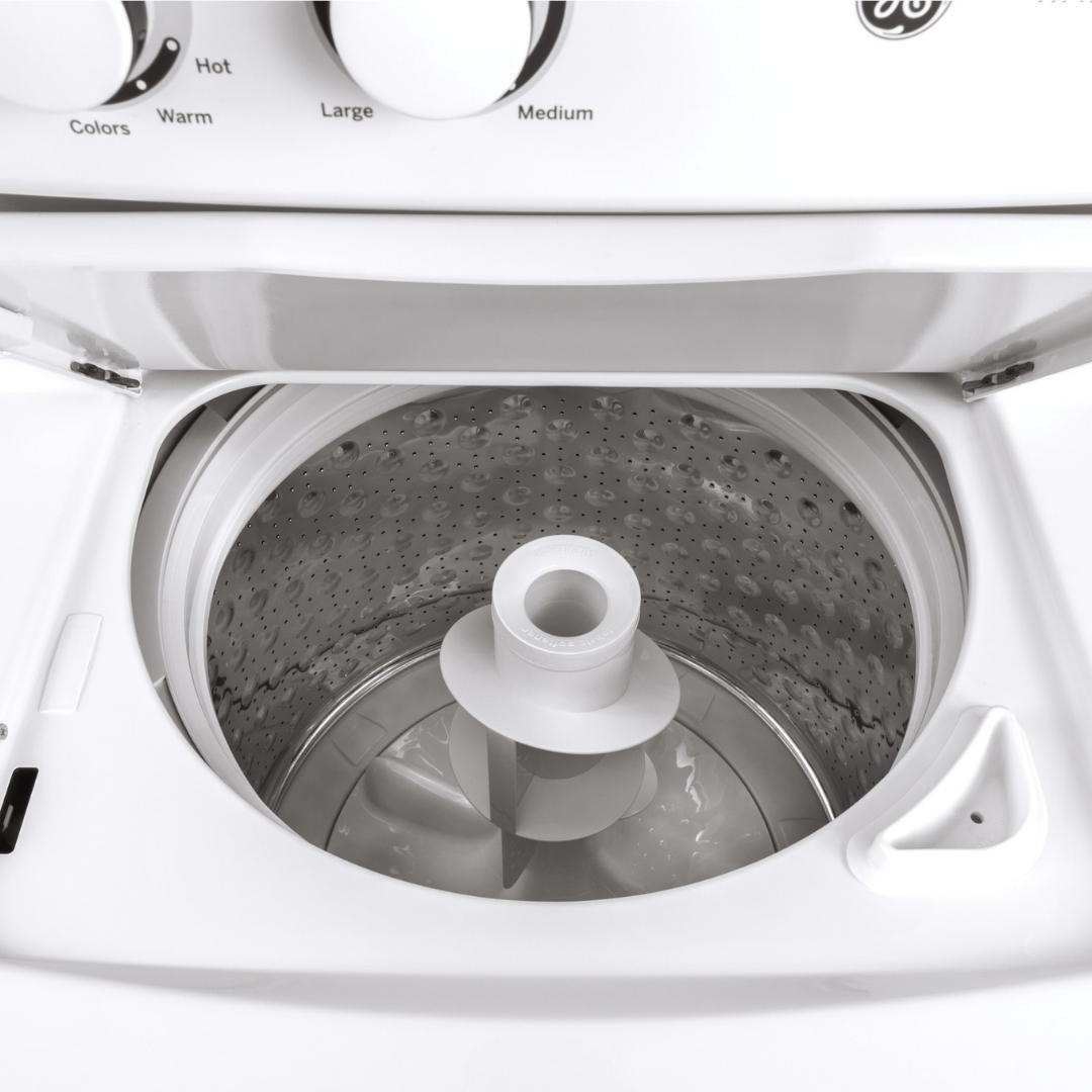 Buanderie superposée laveuse & sécheuse électrique 24″ GE blanc (déballé)