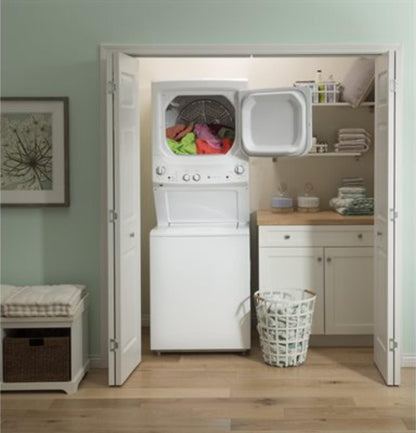 Buanderie superposée laveuse & sécheuse électrique 27″ GE blanc (déballé)