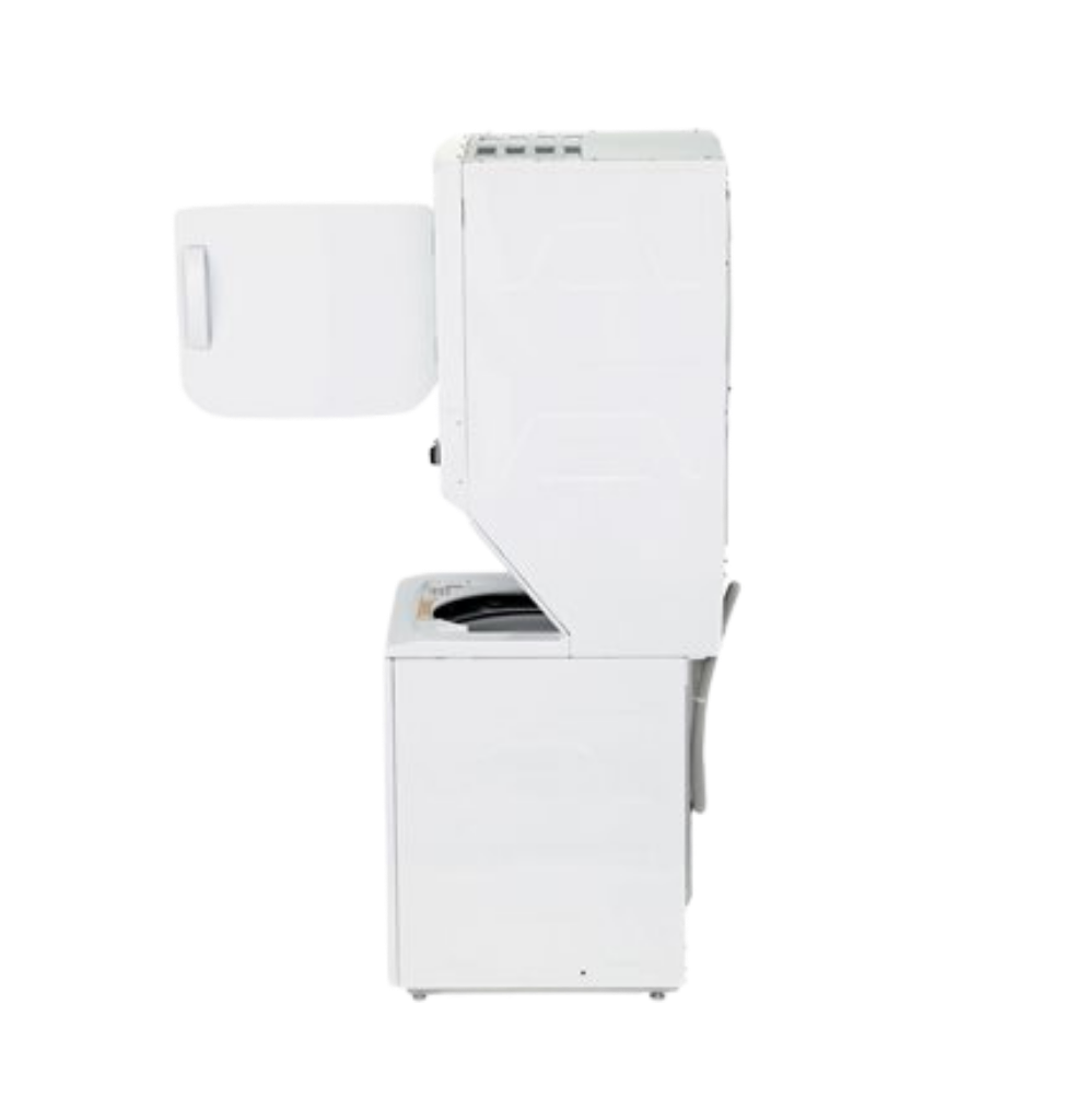 Buanderie superposée laveuse & sécheuse électrique 27″ GE blanc (déballé)