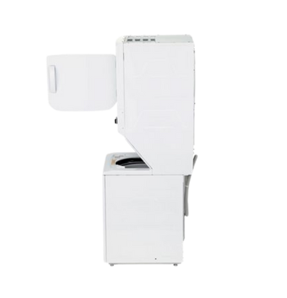 Buanderie superposée laveuse & sécheuse électrique 27″ GE blanc (déballé)