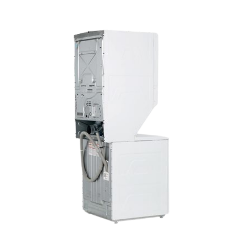Buanderie superposée laveuse & sécheuse électrique 27″ GE blanc (déballé)