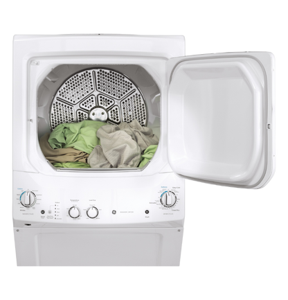 Buanderie superposée laveuse & sécheuse électrique 27″ GE blanc (déballé)
