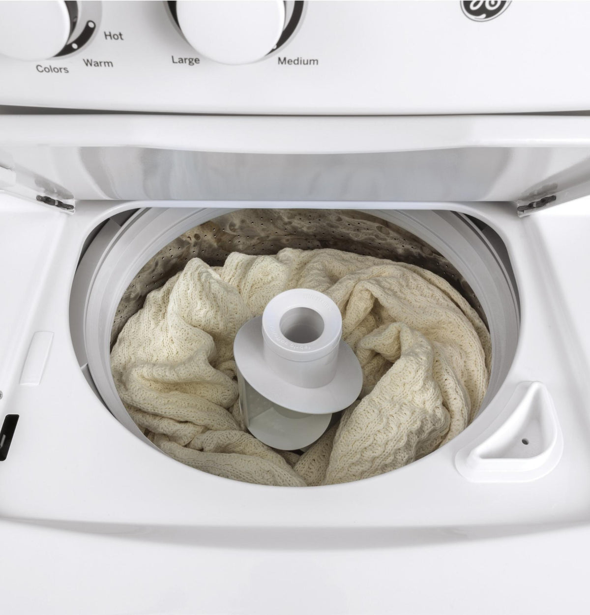 Buanderie superposée laveuse & sécheuse électrique 27″ GE blanc (déballé)