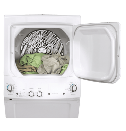 Buanderie superposée laveuse & sécheuse au gaz 27″ GE blanc (déballé)