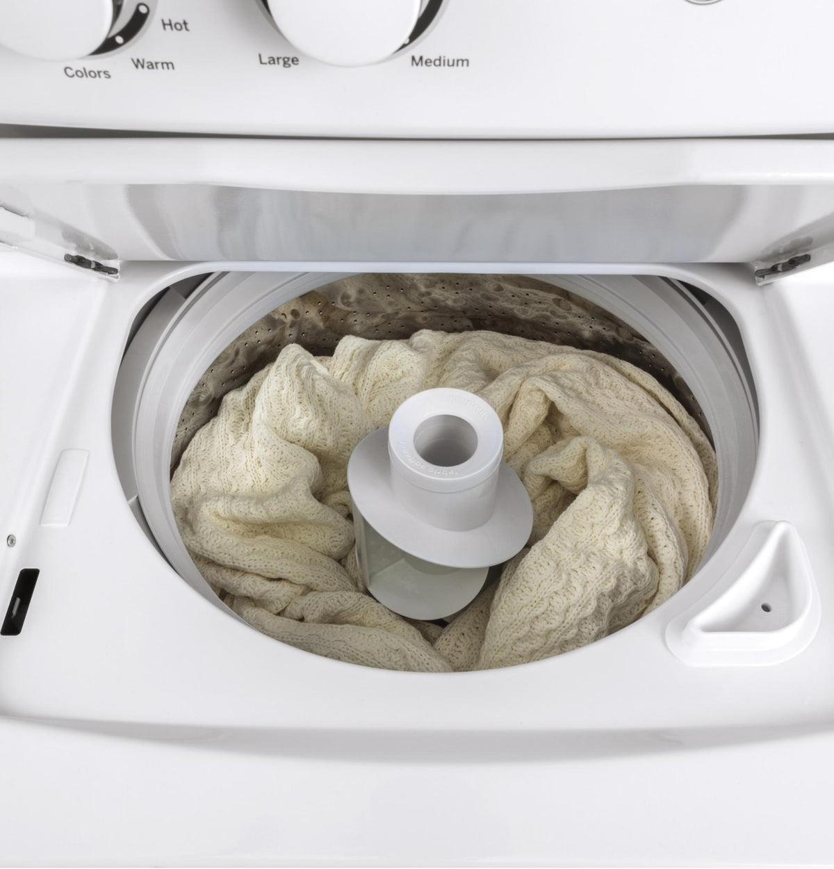 Buanderie superposée laveuse & sécheuse au gaz 27″ GE blanc (déballé)