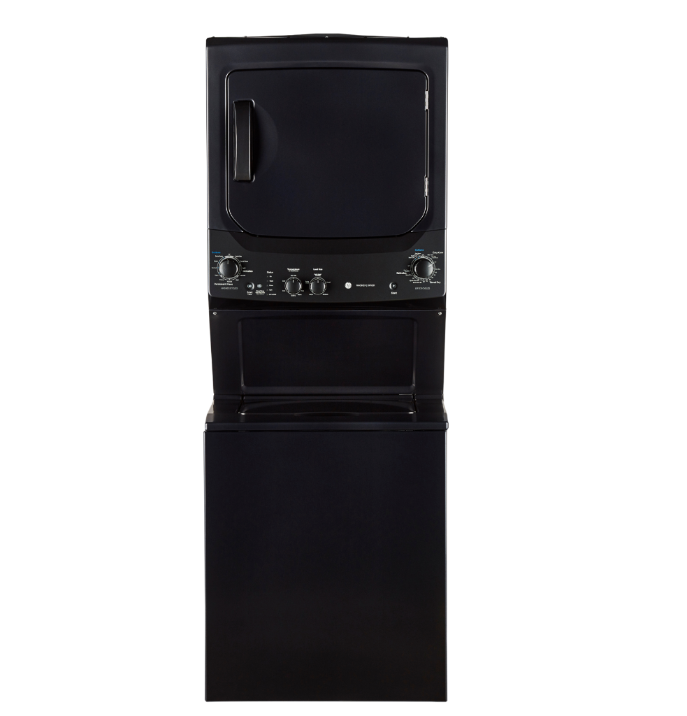 Buanderie superposée laveuse & sécheuse électrique 27″ GE gris diamant (déballé)