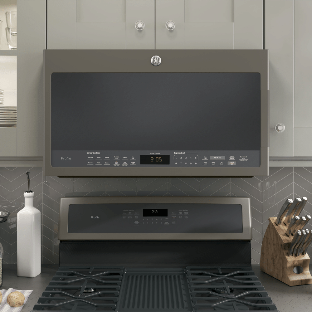 GE Profile 2.1 cu. ft. Over-the-Range Microwave with Chef Connect Slate (Open Box)