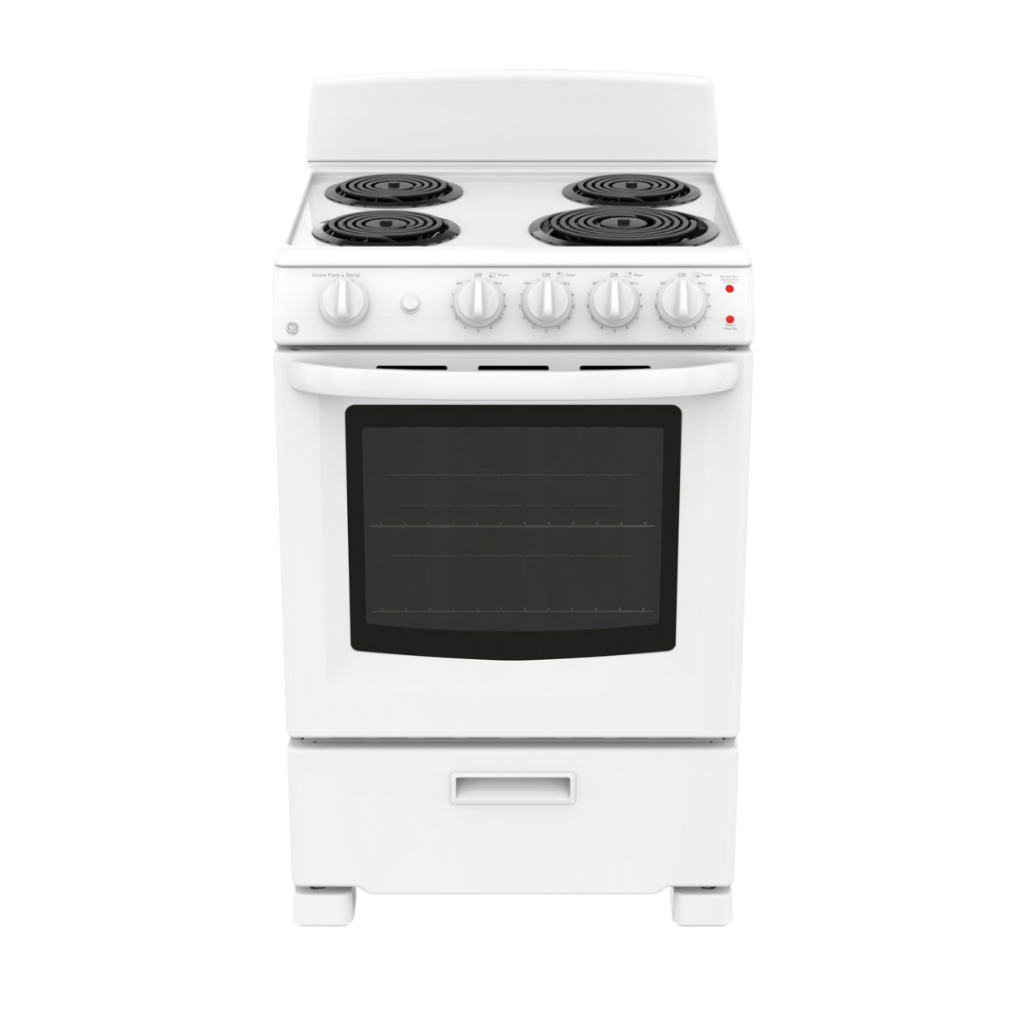 Cuisinière électrique 24″ GE avec un four de 2,9 pi³ blanche (déballée)
