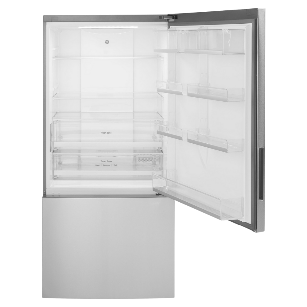 GE 31" Wide 17 cu. ft. Counter-Depth Bottom-Freezer Refrigerator in Stainless Steel (Open Box)