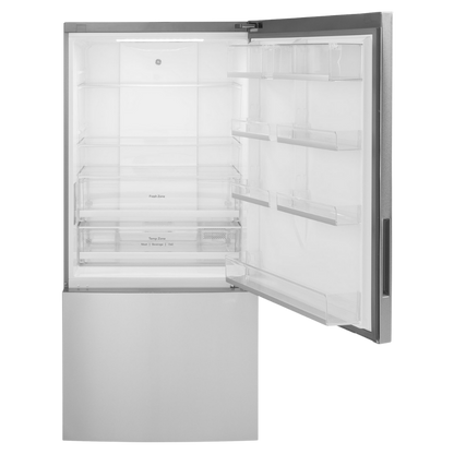 GE 31" Wide 17 cu. ft. Counter-Depth Bottom-Freezer Refrigerator in Stainless Steel (Open Box)