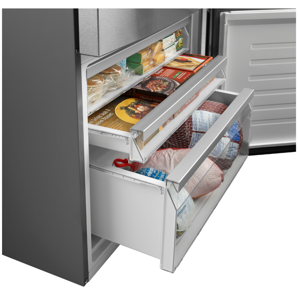 GE 31" Wide 17 cu. ft. Counter-Depth Bottom-Freezer Refrigerator in Stainless Steel (Open Box)