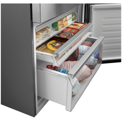GE 31" Wide 17 cu. ft. Counter-Depth Bottom-Freezer Refrigerator in Stainless Steel (Open Box)