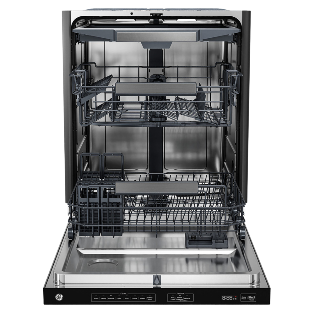 Lave-vaisselle encastré 24″ GE de 47 dB avec cuve haute et 3 paniers (déballé)