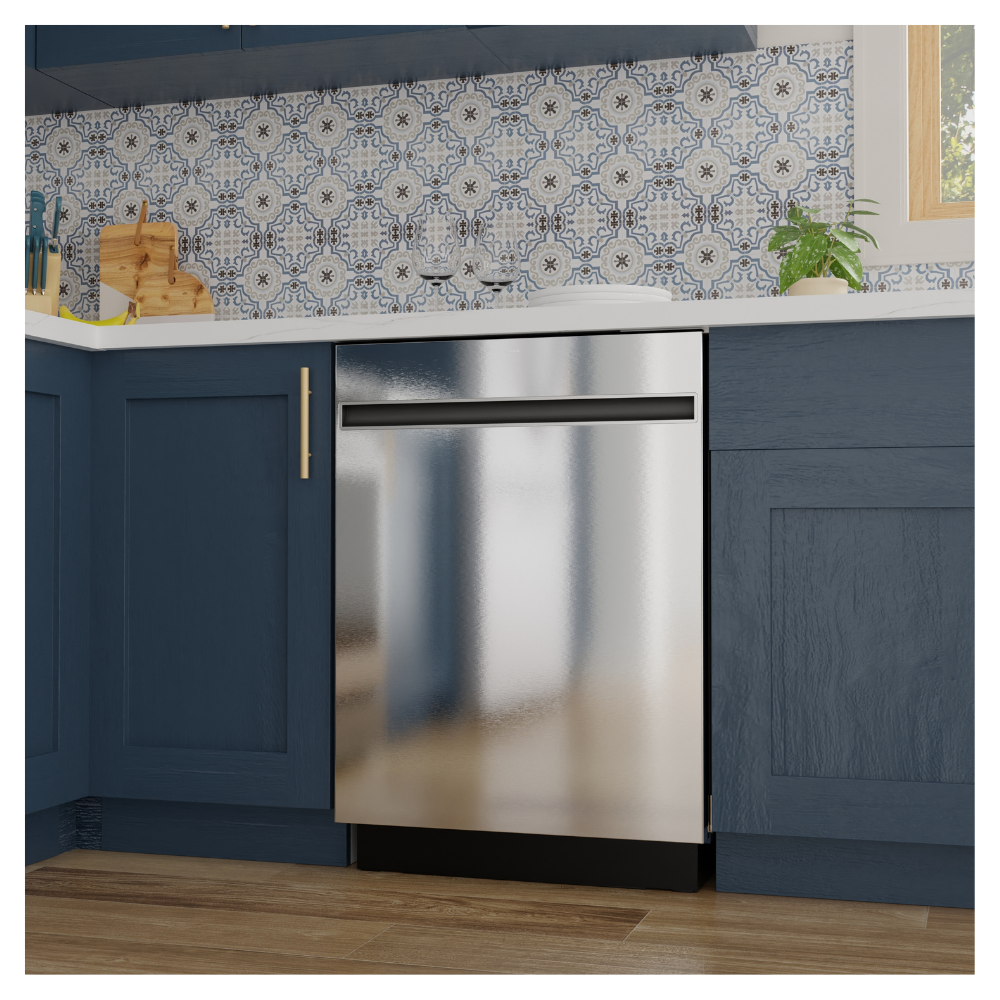 Lave-vaisselle encastré 24″ GE de 47 dB avec cuve haute et 3 paniers (déballé)