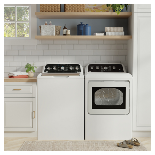 GE White 4.9 cu. ft. Washer and 7.2 cu. ft. Dryer Set (Open Box)