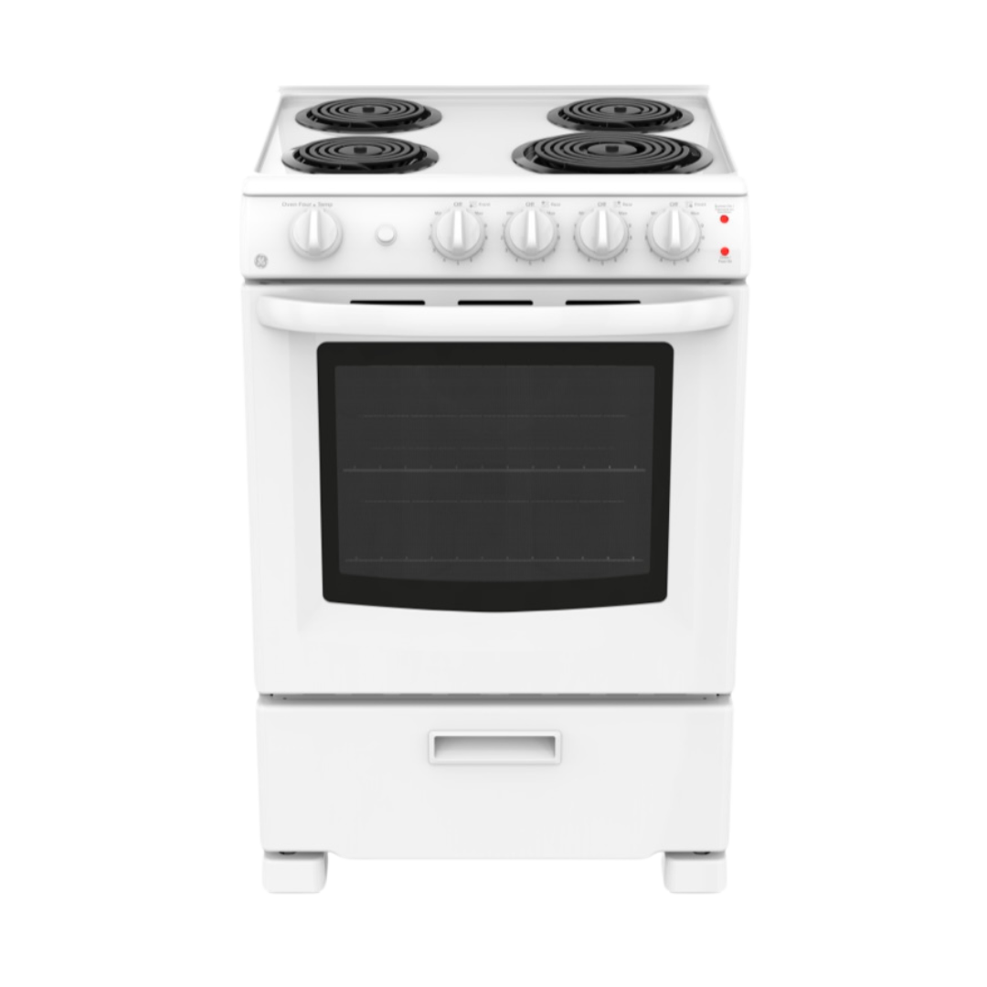 Cuisinière électrique 24″ GE avec un four de 2,9 pi³ blanche (déballée)