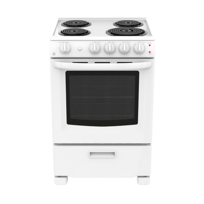 Cuisinière électrique 24″ GE avec un four de 2,9 pi³ blanche (déballée)