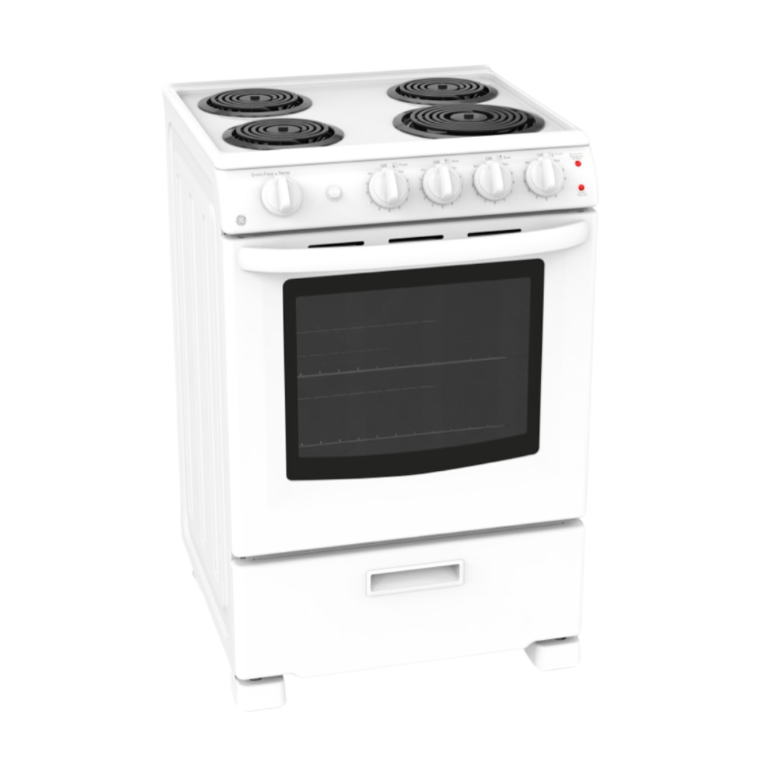 Cuisinière électrique 24″ GE avec un four de 2,9 pi³ blanche (déballée)