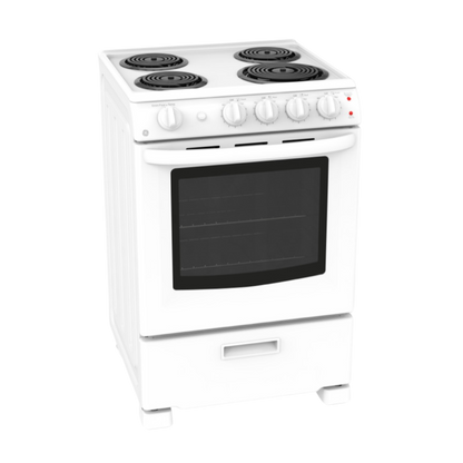 Cuisinière électrique 24″ GE avec un four de 2,9 pi³ blanche (déballée)