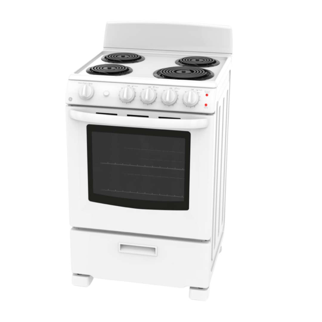 Cuisinière électrique 24″ GE avec un four de 2,9 pi³ blanche (déballée)