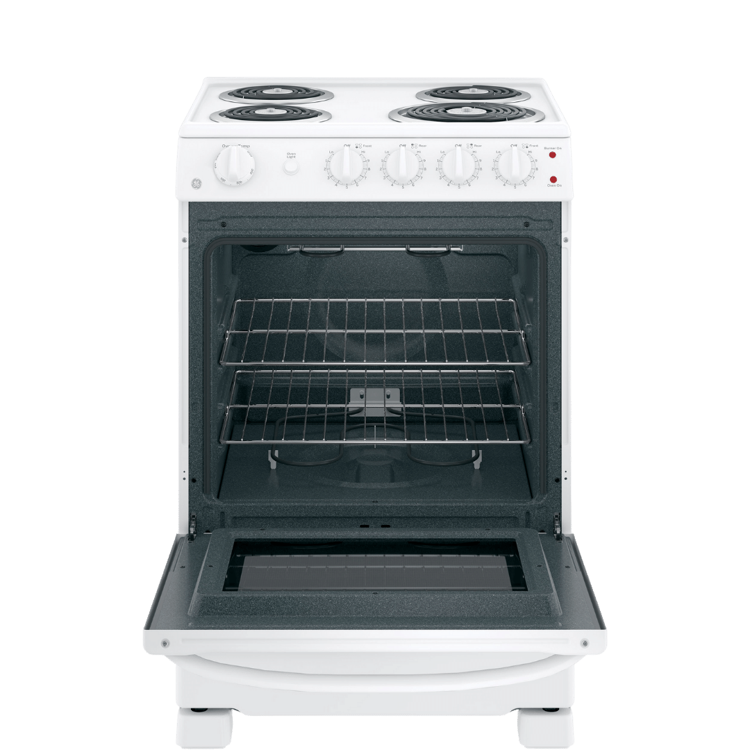 Cuisinière électrique 24″ GE avec un four de 2,9 pi³ blanche (déballée)