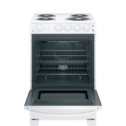 Cuisinière électrique 24″ GE avec un four de 2,9 pi³ blanche (déballée)