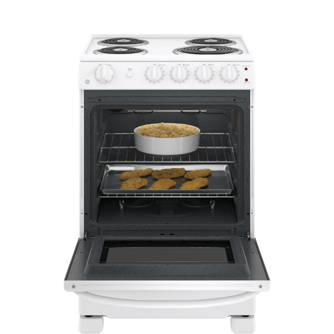 Cuisinière électrique 24″ GE avec un four de 2,9 pi³ blanche (déballée)