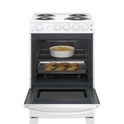 Cuisinière électrique 24″ GE avec un four de 2,9 pi³ blanche (déballée)