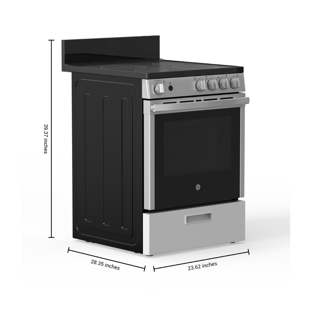 GE 24″ Built-In Electric Range with 2.9 cu. ft. Steam Clean Oven Stainless Steel (Open Box)