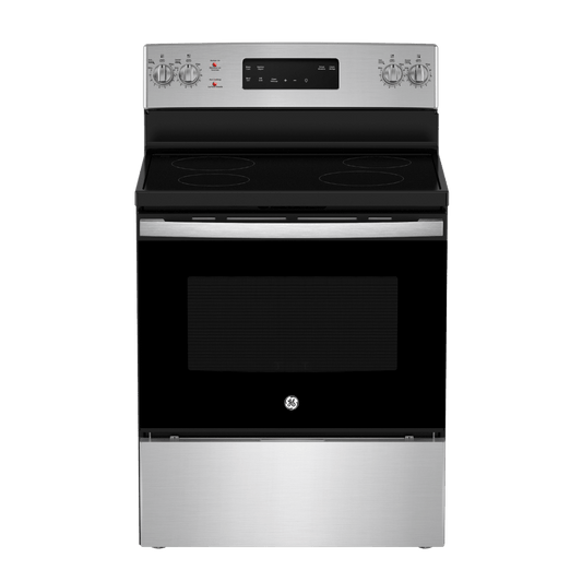 GE 30″ Electric Range with 5 cu. ft. Self-Clean Oven Stainless (Unboxed)