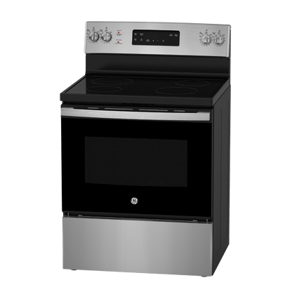 Cuisinière électrique 30″ GE avec four autonettoyant de 5 pi³ inox (déballée)