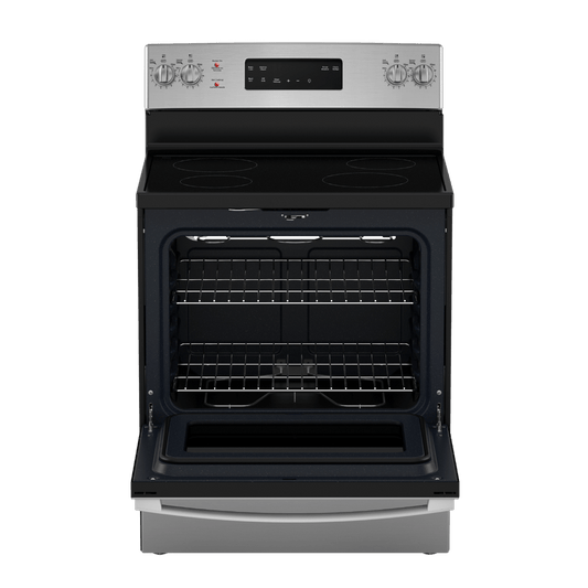 GE 30″ Electric Range with 5 cu. ft. Self-Clean Oven Stainless (Unboxed)