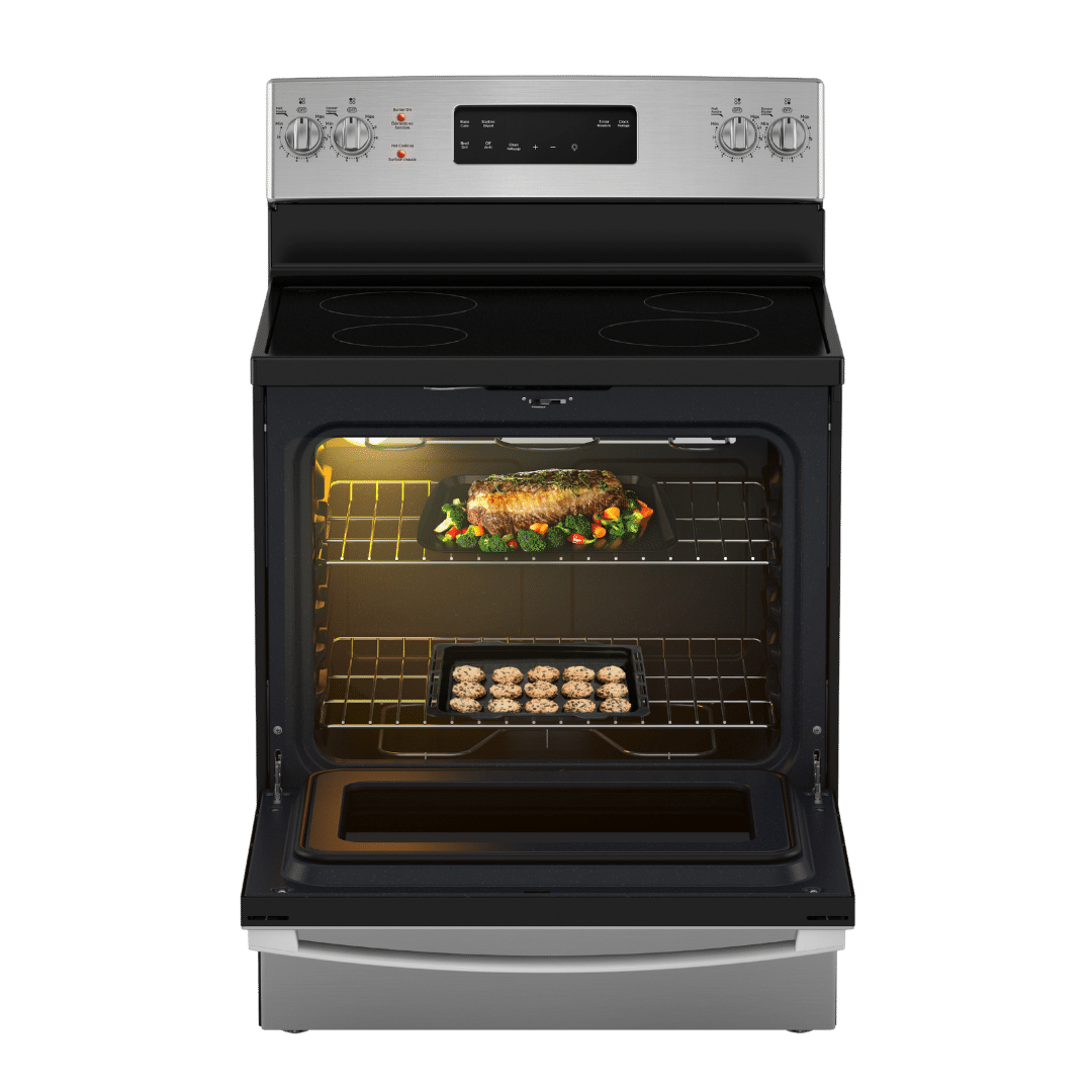 Cuisinière électrique 30″ GE avec four autonettoyant de 5 pi³ inox (déballée)